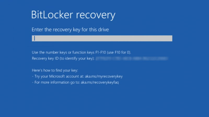   Aka.ms/recoverykeyfaq BitLocker-gendannelsesskærm